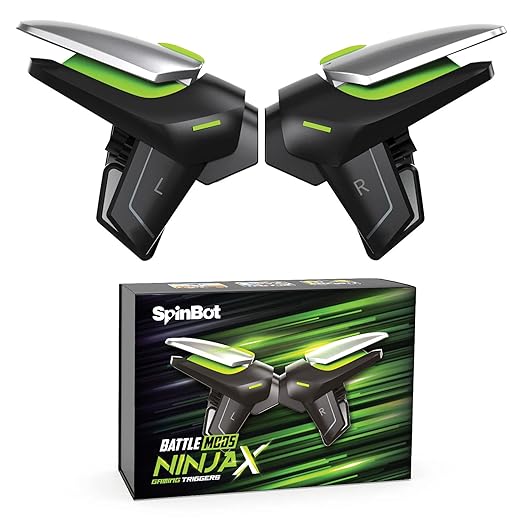 SpinBot BattleMods NinjaX | Mobile Gaming Triggers | 5X Faster with Capacitive Conduction | for BGMI/Free Fire Max/COD Mobile - (Black)