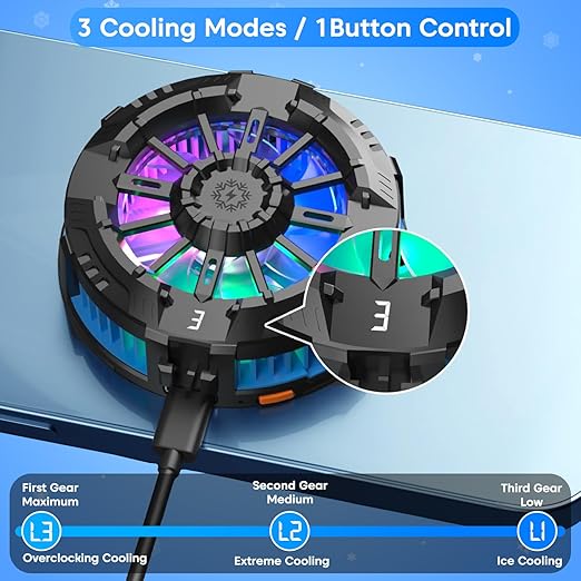 Mobile Cooling Pad Mobile Cooler Gaming Fan for Instant Cooling Advanced Refrigeration Chip and LED Temperature Display Compatible for Android and iPhones - Image 2
